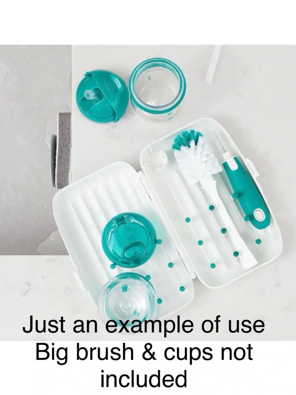 OXO bottle and small dishes Travel Case with Brush Holder